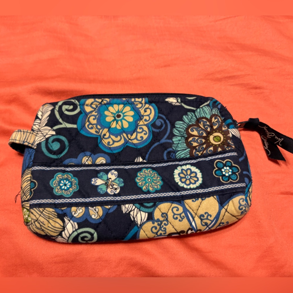 Vera Bradley Floral Blue and Gold Pouch